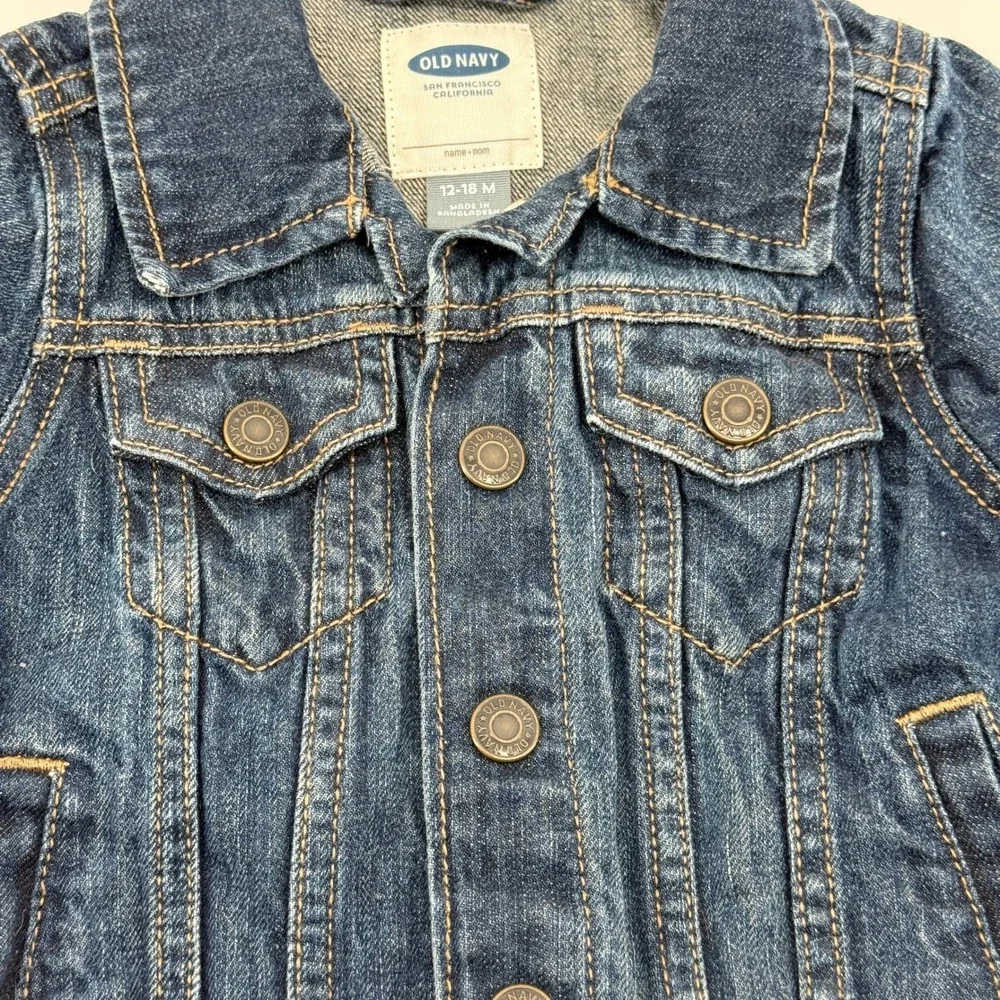 Old‎ Navy Denim Trucker Jacket Baby Boy 12-18 Months Medium Wash Blue Cotton